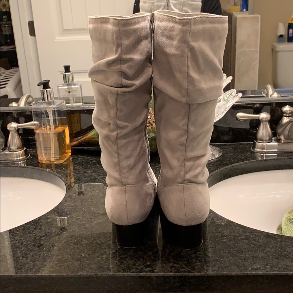 Like New Faux Suede Slouchy Grey Boots - Picture 4 of 5